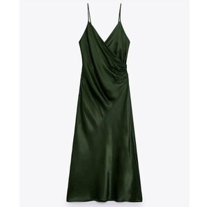 Zara Emerald Satin Midi Dress